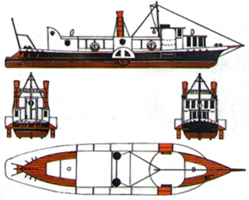 Прогулочное судно, стилизованное под колёсный пароход.